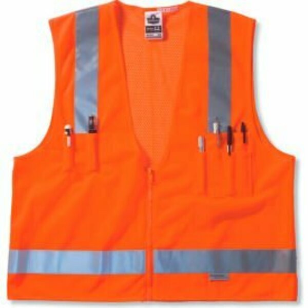 Ergodyne GloWear 8250Z Class 2 Surveyors Vest, Orange, 4XL/5XL 21419